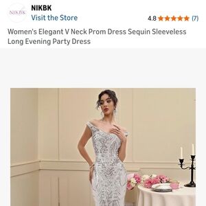 Silver Sequin Sleeveless Evening Dress